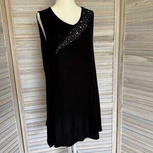 Belldini | Black Sleeveless Knit Tunic Top | Jewel Embellished | Size 1X